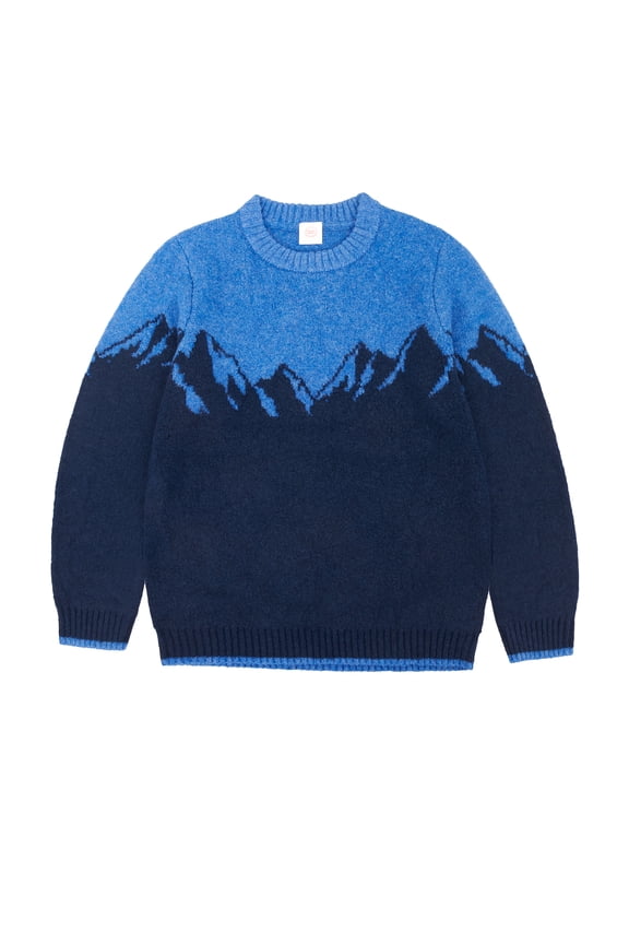 Boys Long Sleeve Mountain Intarsia Sweater, Sizes 4-18