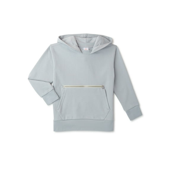 Wonder Nation Boys Long Sleeve Pullover Hoodie with Zip Pocket, Sizes 4-18 & Husky