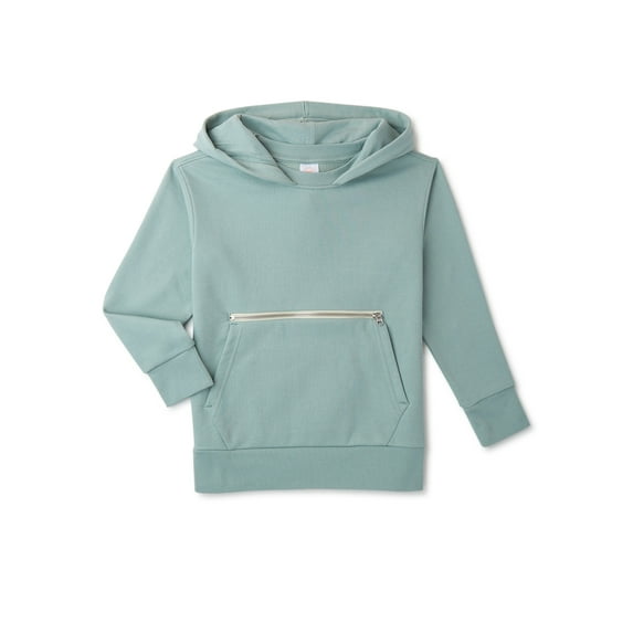 Wonder Nation Boys Long Sleeve Pullover Hoodie with Zip Pocket, Sizes 4-18 & Husky