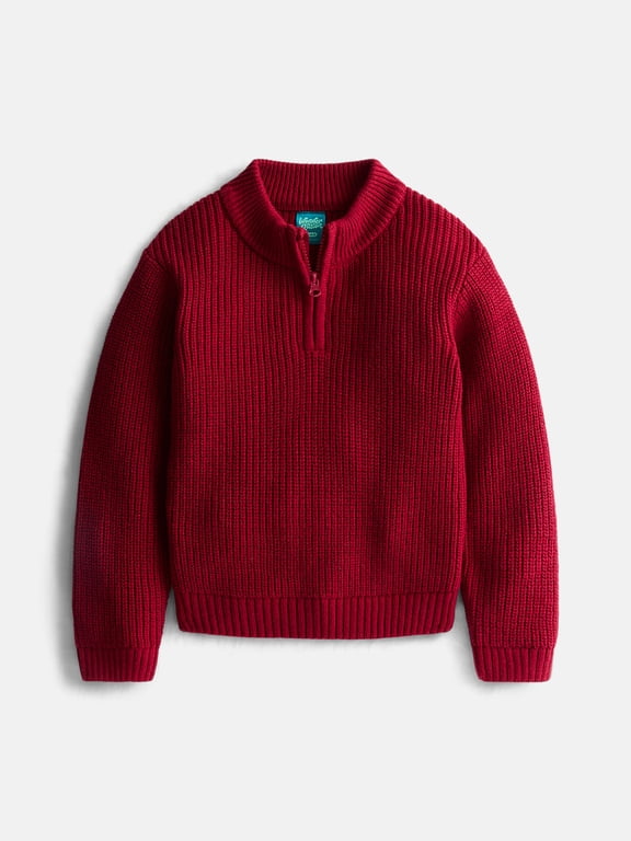 Boys Quarter Zip Sweater with Long Sleeves, Sizes 4-18 & Husky