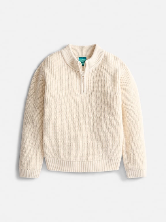 Boys Quarter Zip Sweater with Long Sleeves, Sizes 4-18 & Husky
