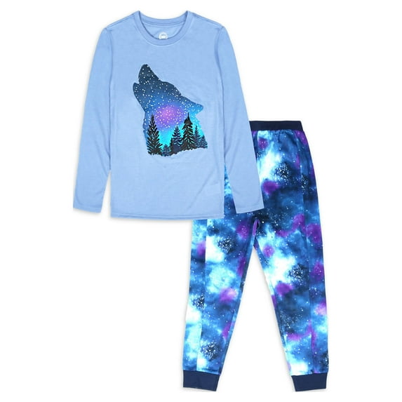Wonder Nation Boys Long Sleeve Shirt and Pant Pajama Set, 2-Piece, 4-18 & Husky