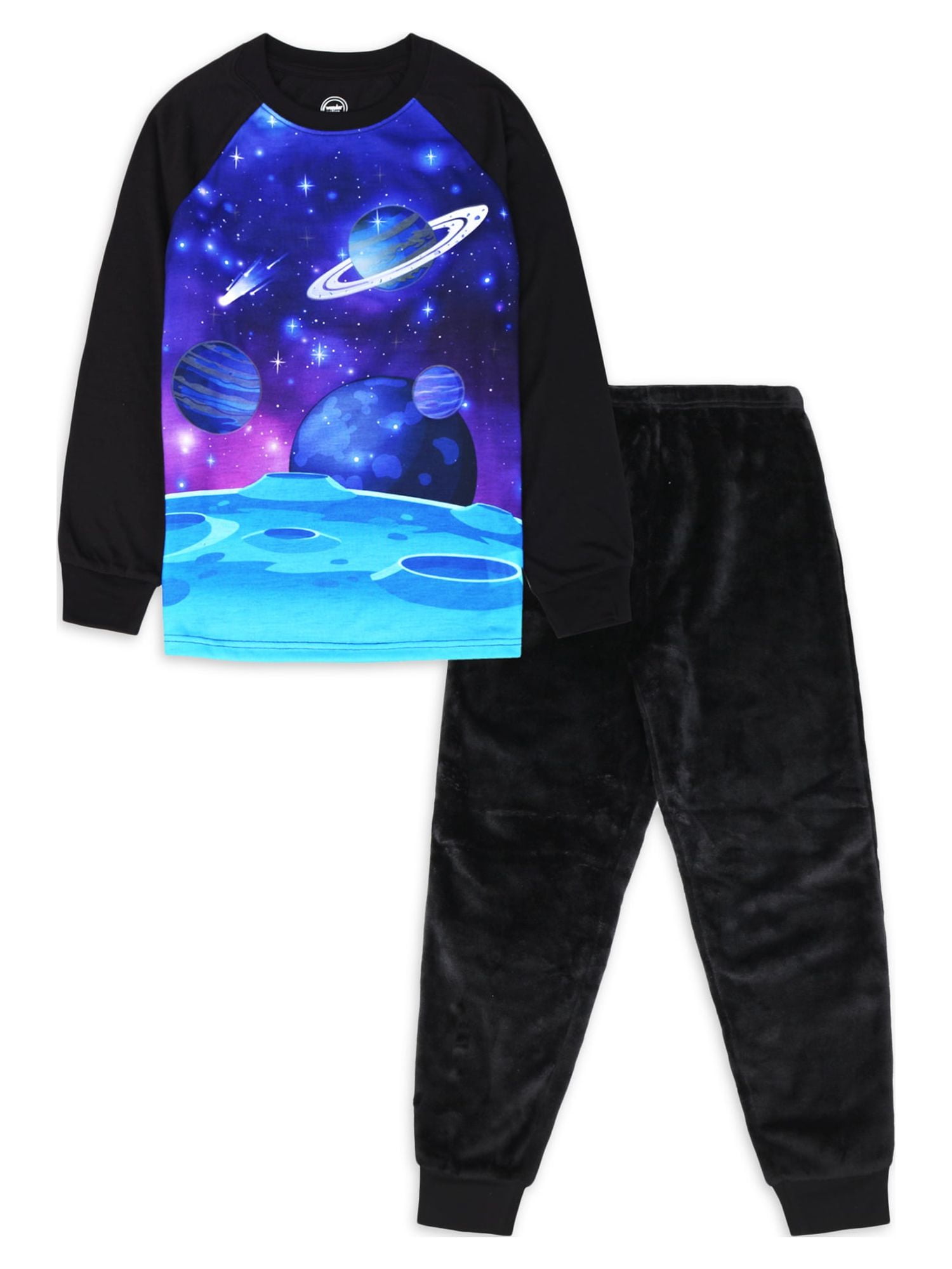 Wonder Nation Boys Long Sleeve Shirt and Pant Pajama Set, 2-Piece