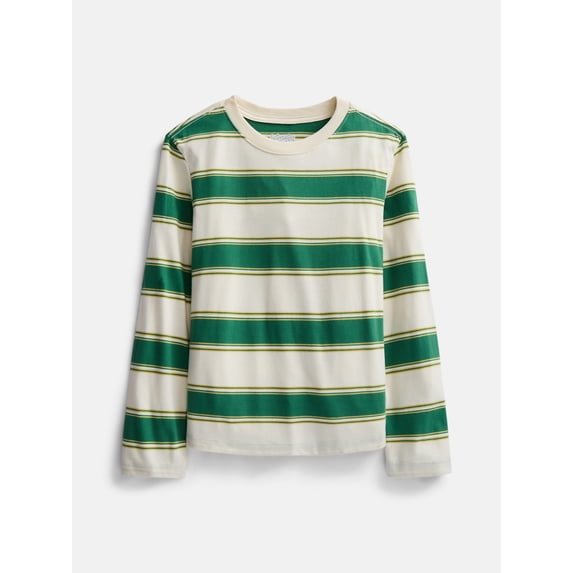 Wonder Nation Boys Striped Tee with Long Sleeves, Sizes 4-18