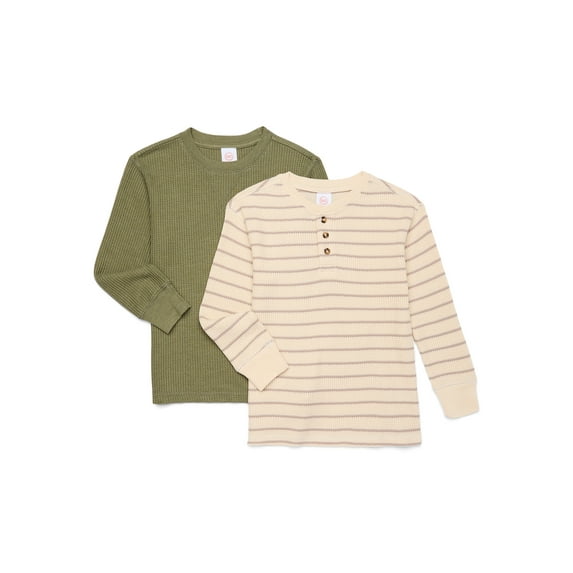 Wonder Nation Boys Long-Sleeve Thermal Top, 2-Pack, Sizes XS-XXL & Husky