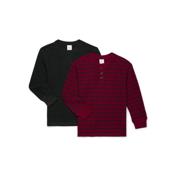 Wonder Nation Boys Long-Sleeve Thermal Top, 2-Pack, Sizes XS-XXL & Husky