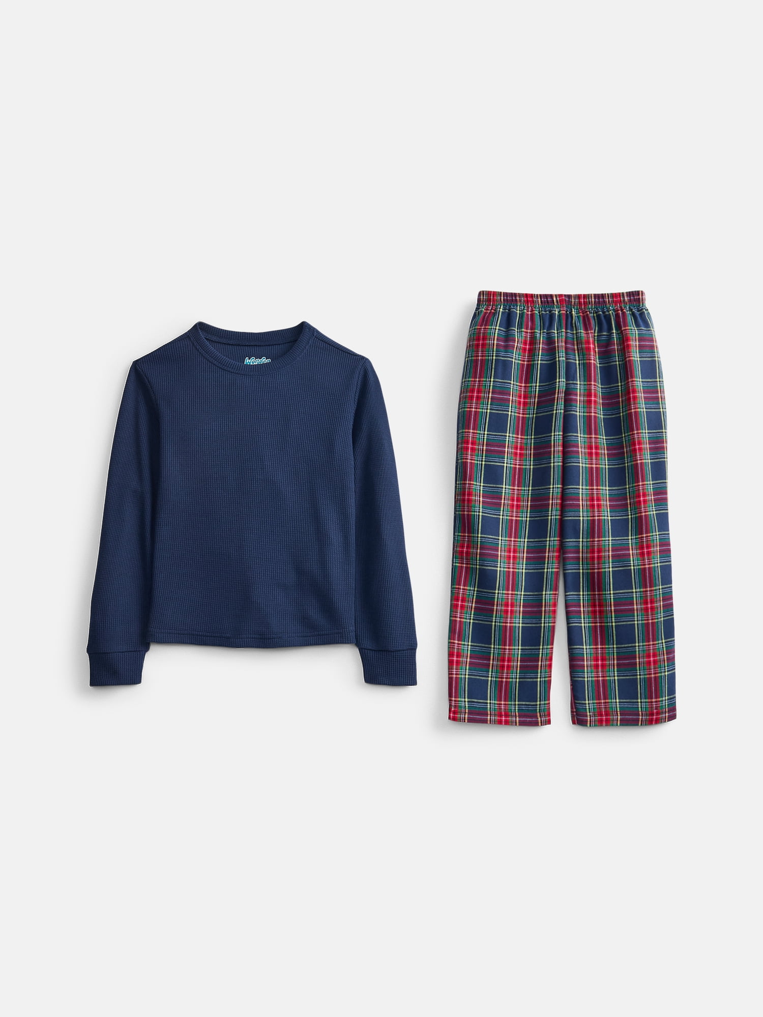Wonder Nation Boys' Waffle Top and Flannel Pants Sleep Set, 2-Piece, Sizes 4-18