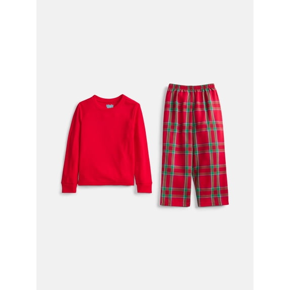 Wonder Nation Boys' Waffle Top and Flannel Pants Sleep Set, 2-Piece, Sizes 4-18