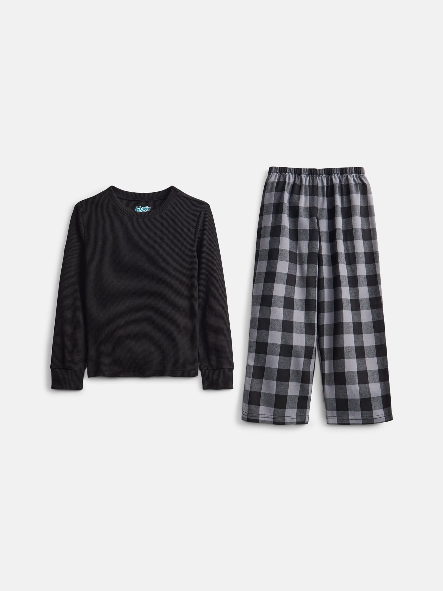 Wonder Nation Boys' Waffle Top and Flannel Pants Sleep Set, 2-Piece, Sizes 4-18