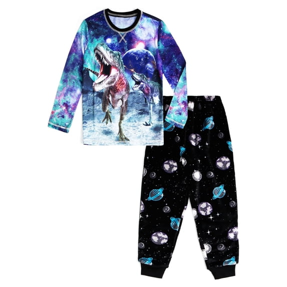 Wonder Nation Boys Long Sleeve Top and Pants Pajama Set, 2-Piece, Sizes 4-18 & Husky