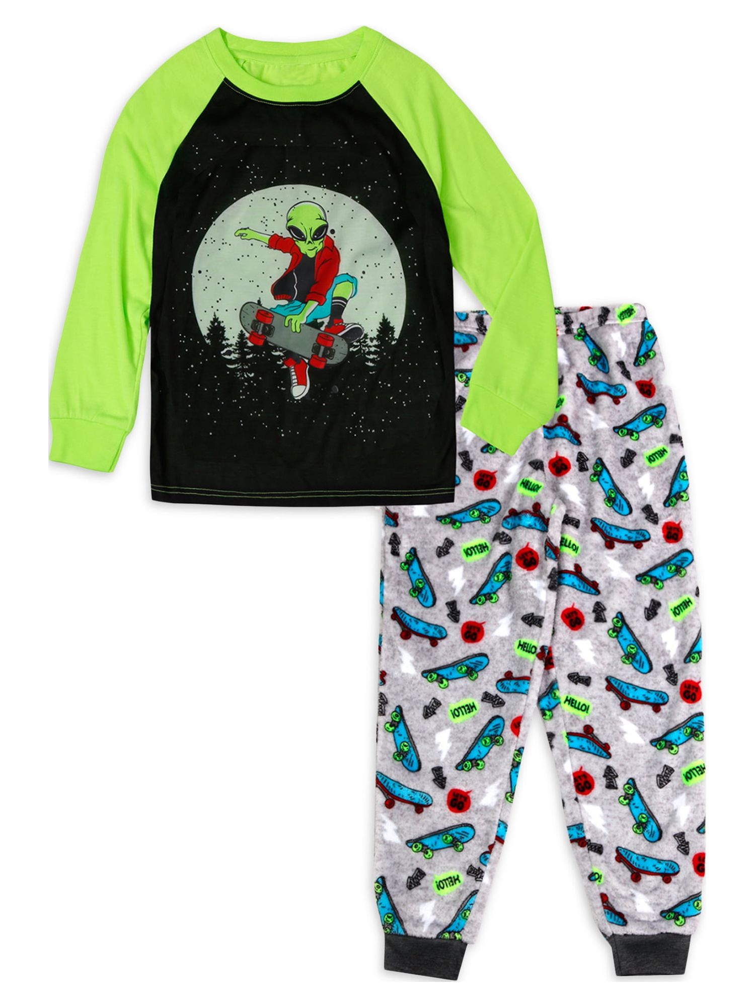 Wonder Nation Boys Long Sleeve Top and Pants Pajama Set, 2-Piece, Sizes 4-18 & Husky - image 1 of 3