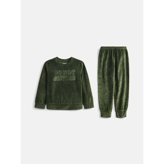Wonder Nation Boys' Velour Top and Jogger Pants Sleep Set, 2-Piece, Sizes 4-18
