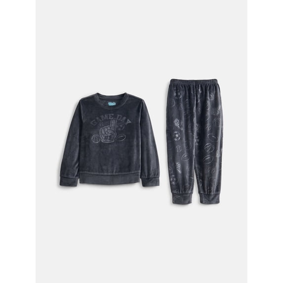 Wonder Nation Boys' Velour Top and Jogger Pants Sleep Set, 2-Piece, Sizes 4-18