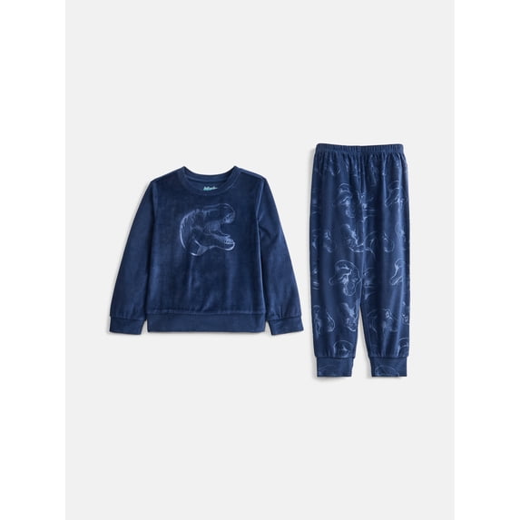 Wonder Nation Boys' Velour Top and Jogger Pants Sleep Set, 2-Piece, Sizes 4-18