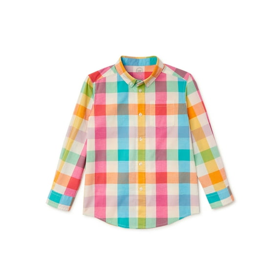Wonder Nation Boys Long Sleeve Woven Shirt, Sizes 4-18 & Husky