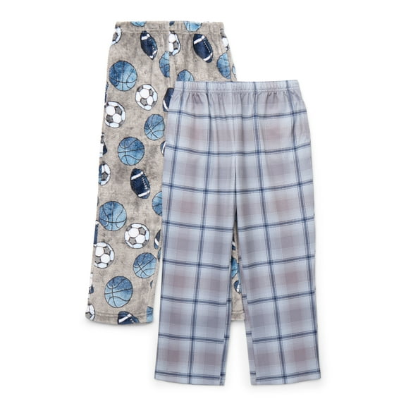 Wonder Nation Boys Lounge and Cozy Sleep Pants with Pockets, 2-Pack, Sizes 4-18 Plus Husky