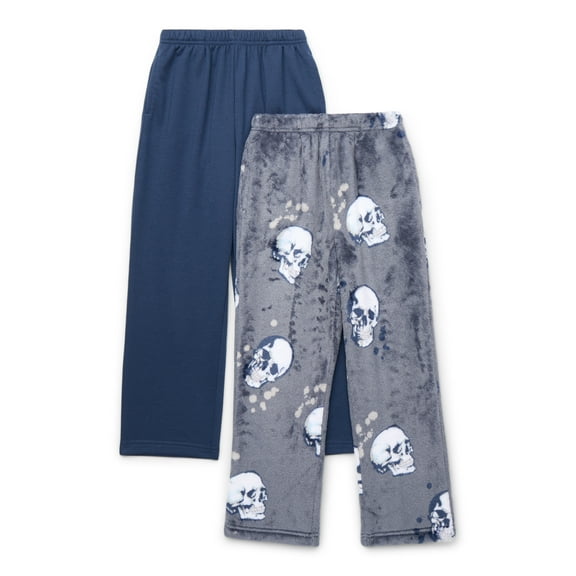 Wonder Nation Boys Lounge and Cozy Sleep Pants with Pockets, 2-Pack, Sizes 4-18 Plus Husky