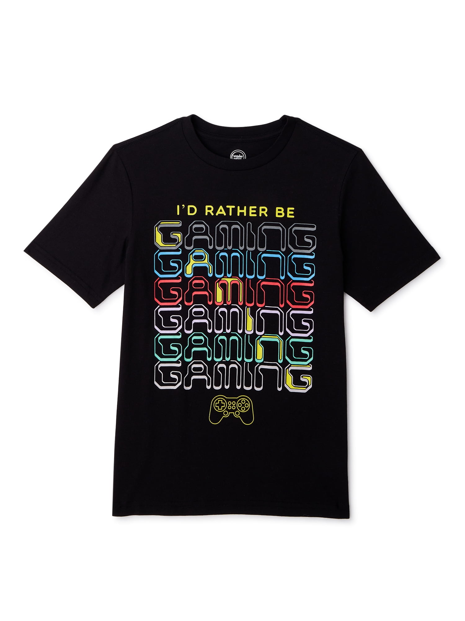 Wonder Nation Boys Me87 Rather Gaming Be Short Sleeve T-Shirt, Sizes 4-18 & Husky