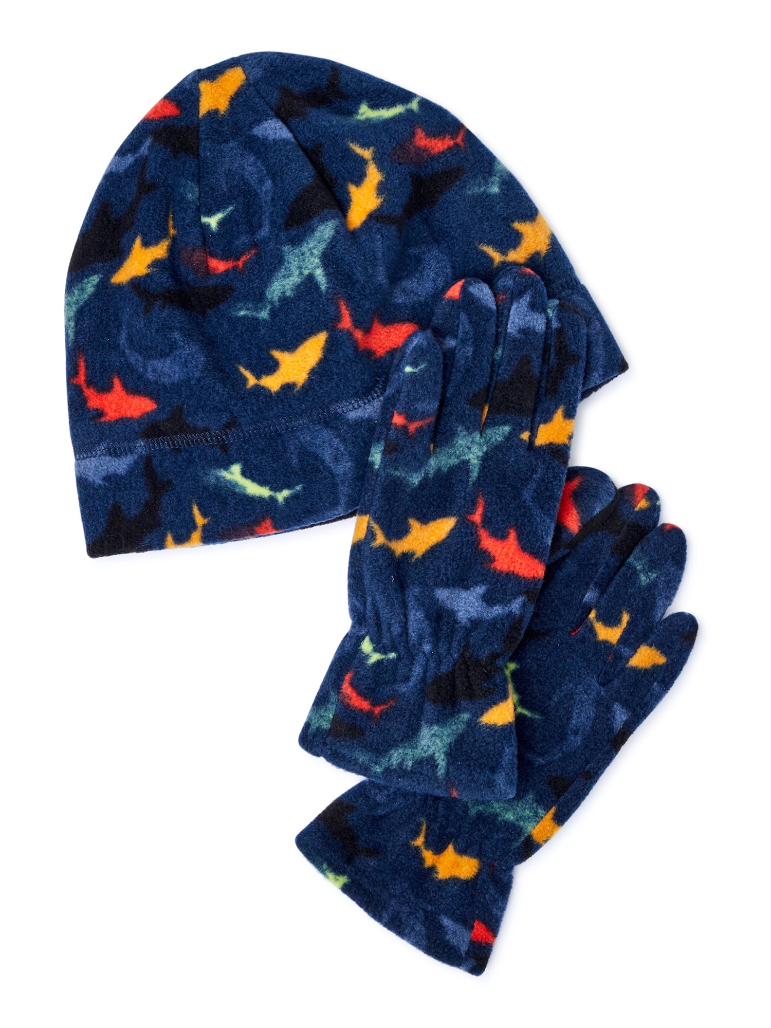 Wonder Nation Boys Microfleece Hat and Gloves Set, 2-Piece, One Size Fits Most