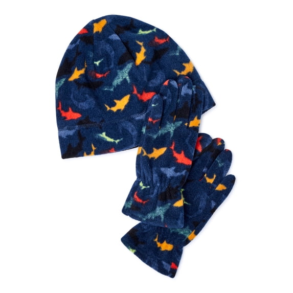 Wonder Nation Boys Microfleece Hat and Gloves Set, 2-Piece, One Size Fits Most