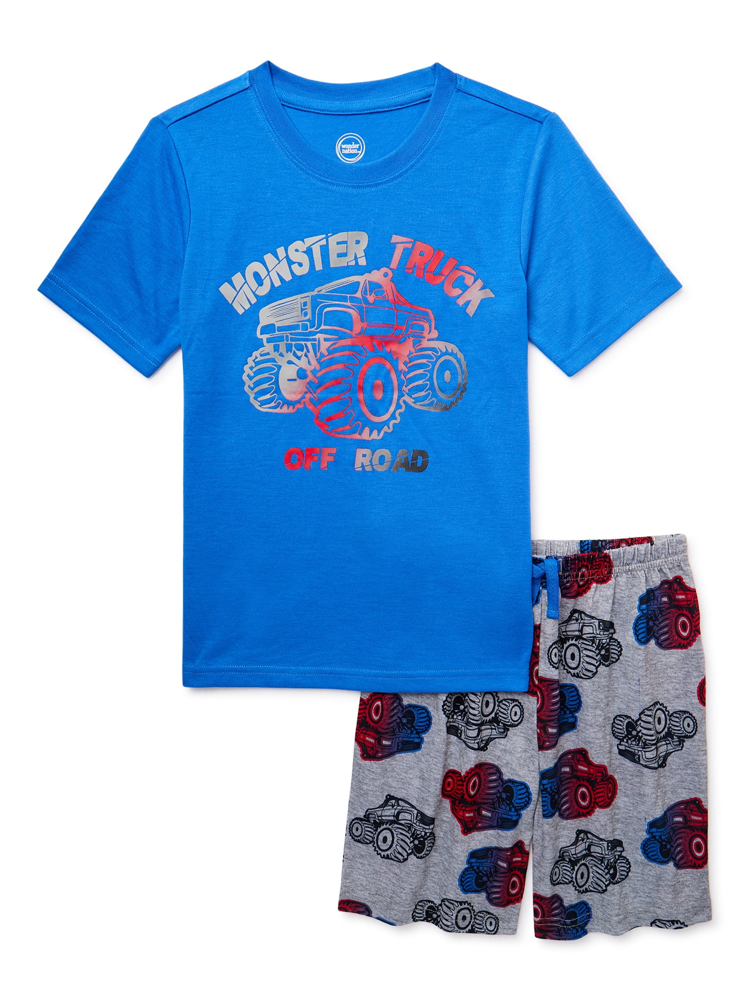 Wonder Nation Boys Monster Truck Short Sleeve and Shorts 2-Piece Sleep ...