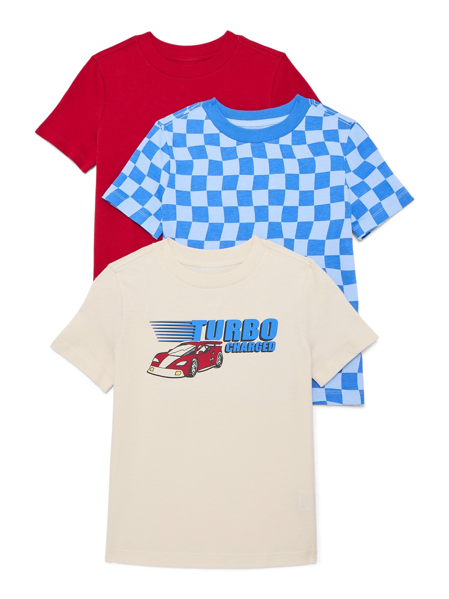 Wonder Nation Little Boys Multipack Short Sleeve Tees, 3-Pack, Sizes 4-10