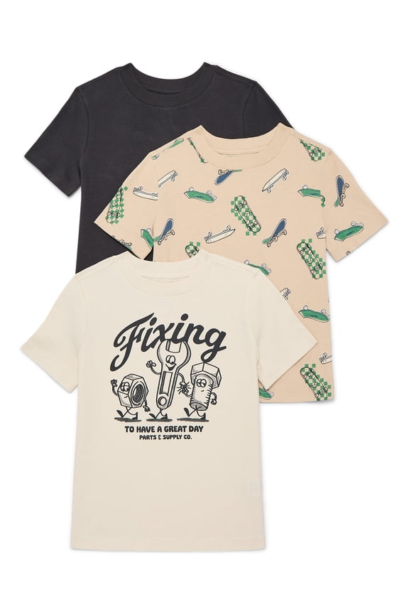 Little Boys Multipack Short Sleeve Tees, 3-Pack, Sizes 4-10