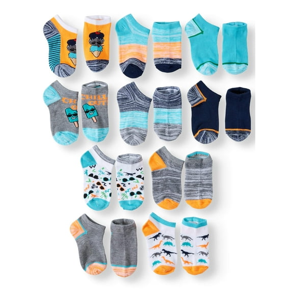 Wonder Nation Boys' No Show Socks, 10-Pack, Sizes S-L