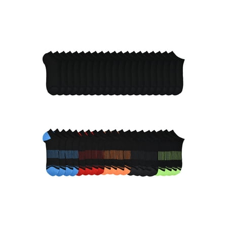 Wonder Nation Boys No Show Socks, 20-Pack, Sizes S (6-10.5) - L (4-10)