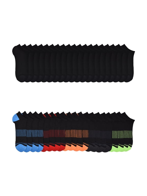 Boys No Show Socks, 20-Pack, Sizes S (6-10.5) - L (4-10)