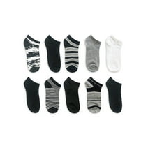 Wonder Nation Boys No Show Socks Non-Cushion, 10 Pack, Sizes S (4-8.5) - L (3-9)