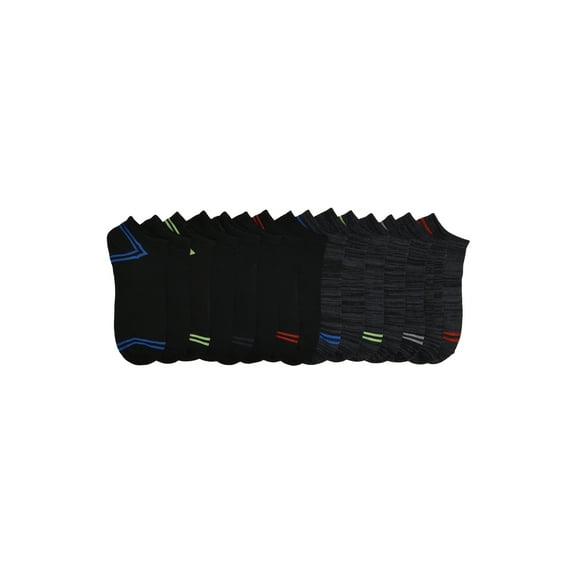 Wonder Nation Boys No-Show Socks with Stripes, 15-pack, Size Medium (Shoe Size 9-2.5)