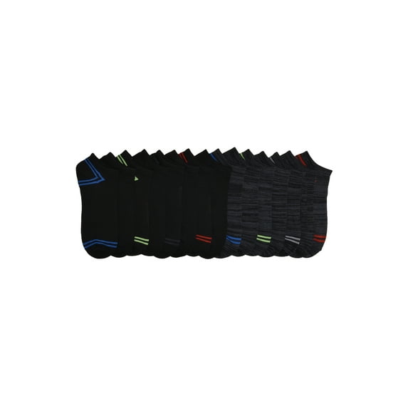 Wonder Nation Boys No-Show Socks with Stripes, 15-pack, Size Medium (Shoe Size 9-2.5)