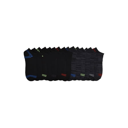 Wonder Nation Boys No-Show Socks with Stripes, 15-pack, Size Small (Shoe Size 4.5-8.5)