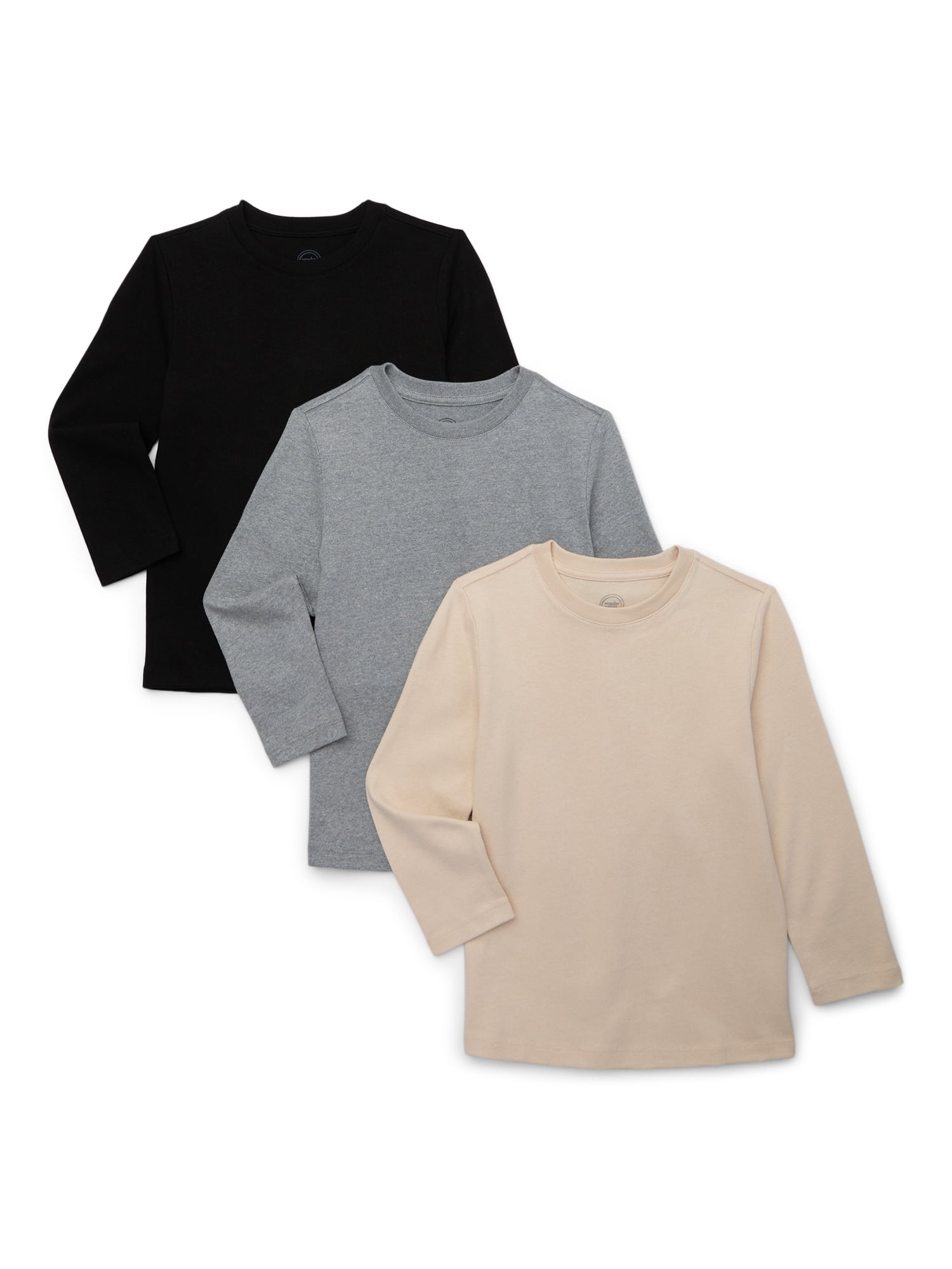 Boys Long Sleeve Heavyweight Boxy T-Shirt, 3-Pack, Sizes 4-18 & Husky