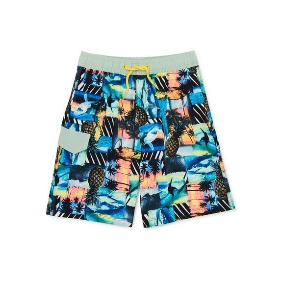 Wonder Nation Boys Pineapple Swim Shorts, Sizes 4-18 & Husky