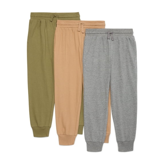 Wonder Nation Boys Pull-On Fleece Joggers, 3-Pack, Sizes 4-18 & Husky