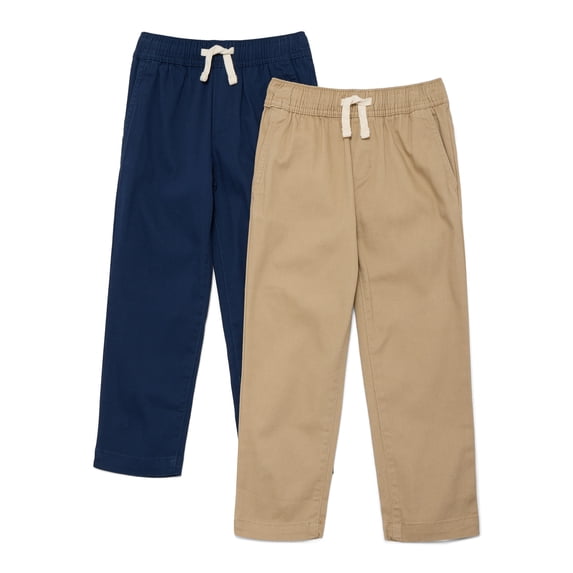 Wonder Nation Boys Pull On Pants, 2-Pack, Sizes 4-16 & Husky