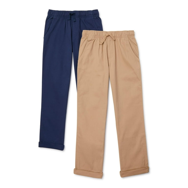 Wonder Nation Boys Pull On Pants 2 Pack Sizes 4 18 Husky Walmart
