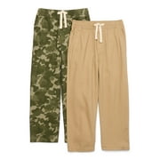 Wonder Nation Boys Pull on Pant, 2 Pack, Sizes 4-18 & Husky