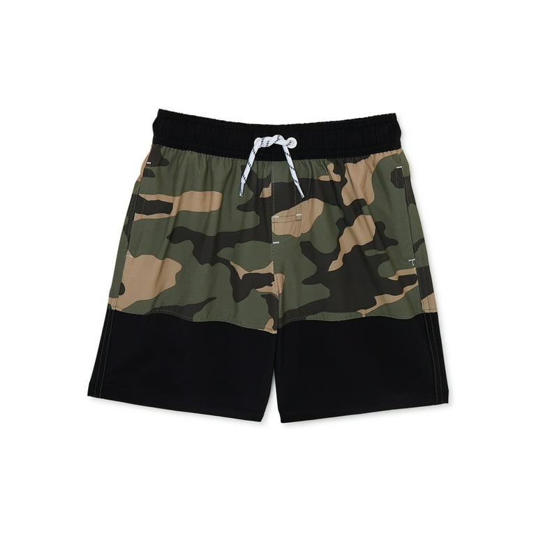 Wonder Nation Boys Quick Dry Camo Swim Trunks, Sizes 4-18 & Husky 