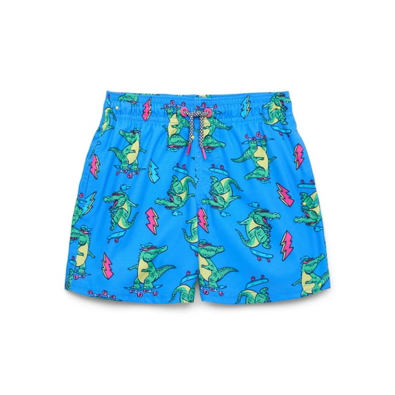 Wonder Nation Boys Quick Dry Stretch Swim Trunks with UPF 50+, Sizes 4-18 & Husky