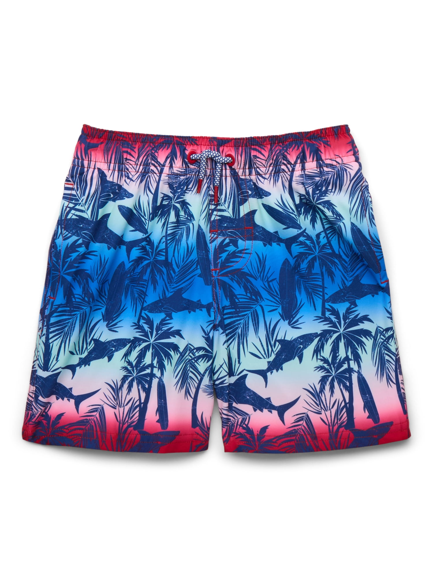 Wonder Nation Boys Quick Dry Stretch Swim Trunks with UPF 50+, Sizes 4 ...