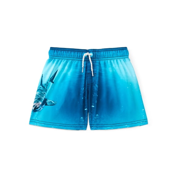 Wonder Nation Boys Quick Dry Stretch Swim Trunks with UPF 50+, Sizes 4-18 & Husky
