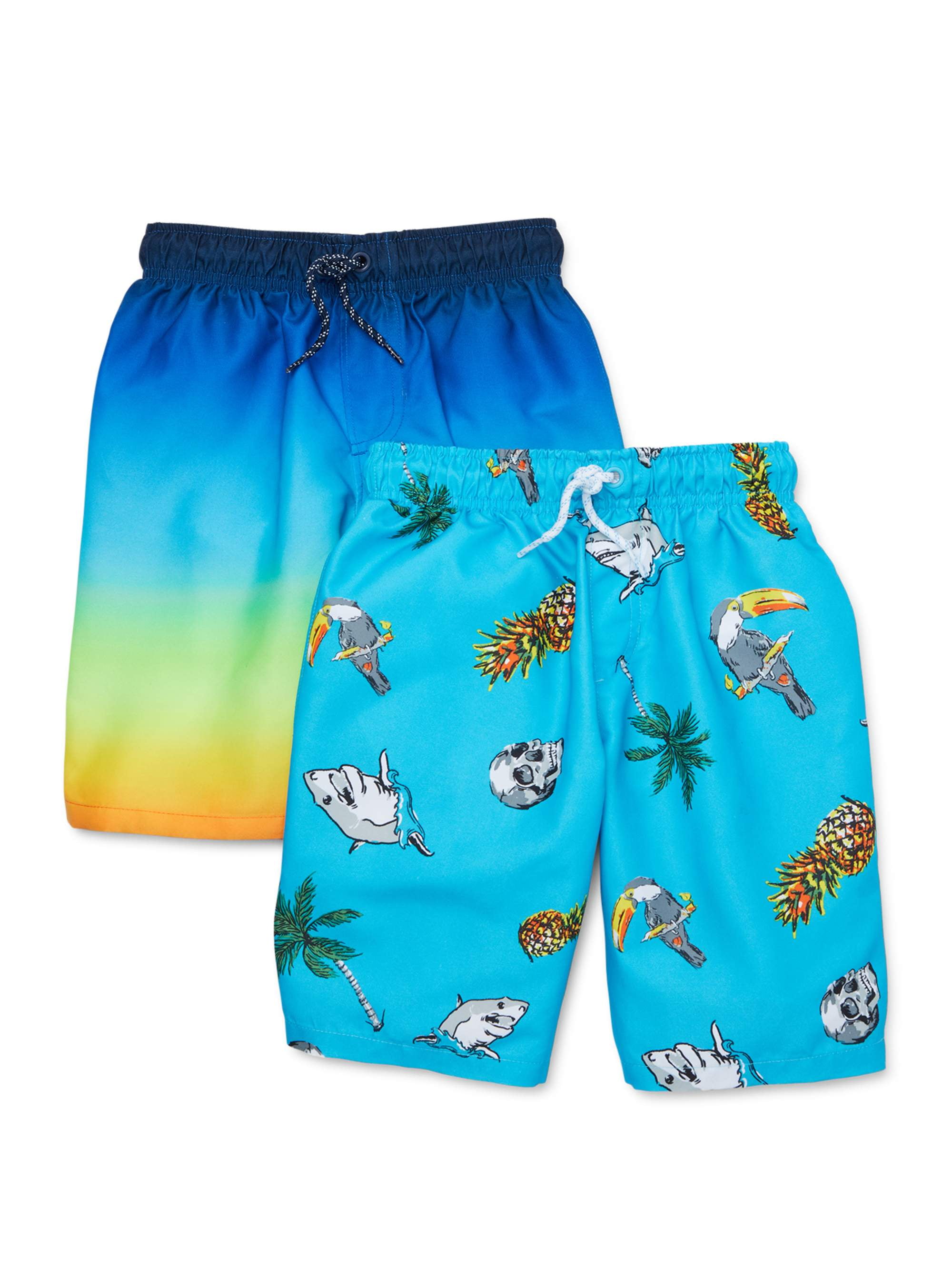 Wonder Nation Boys Quick Dry Swim Trunks 2 Pack UPF 50 Sizes 4