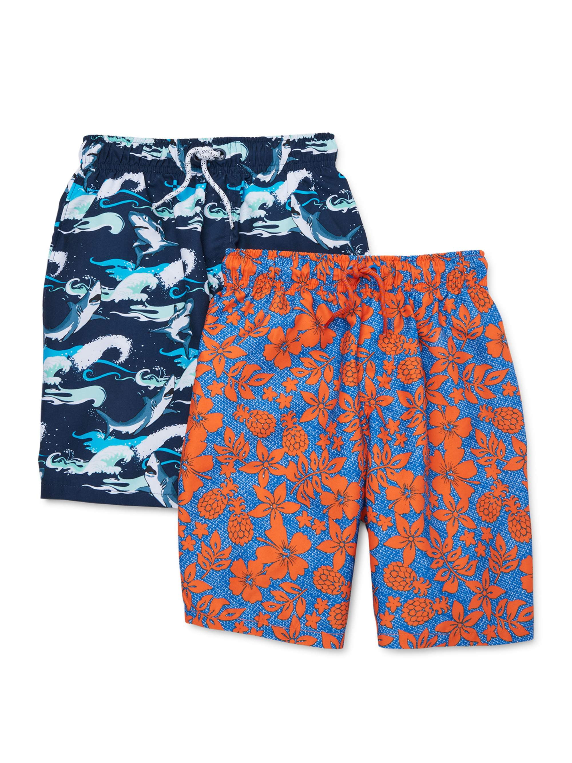 Wonder Nation Boys Quick Dry Swim Trunks, 2Pack, UPF 50+, Sizes 418