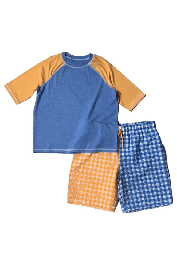 Boys Quick Dry Swim Trunks and Rashguard Set, 2-Piece, Sizes 4-18 & Husky