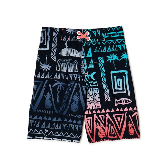 Wonder Nation Boys’ Quick Dry Swim Trunks with Back Pocket, UPF 50+, Sizes 4-18 & Husky