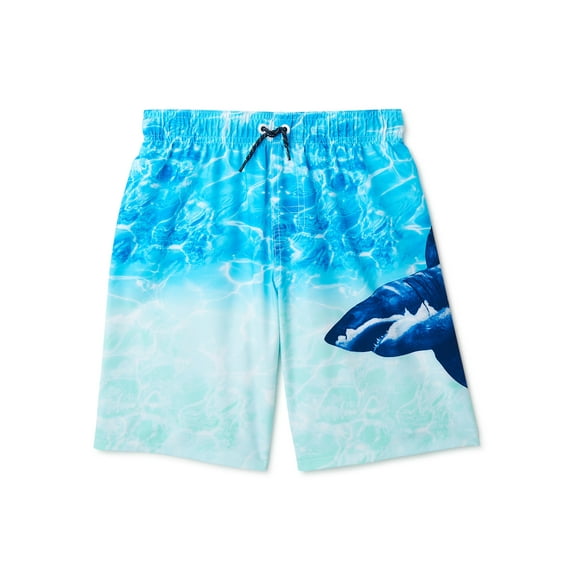 Wonder Nation Boys’ Quick Dry Swim Trunks with Elastic Waist, UPF 50+, Sizes 4-18 & Husky