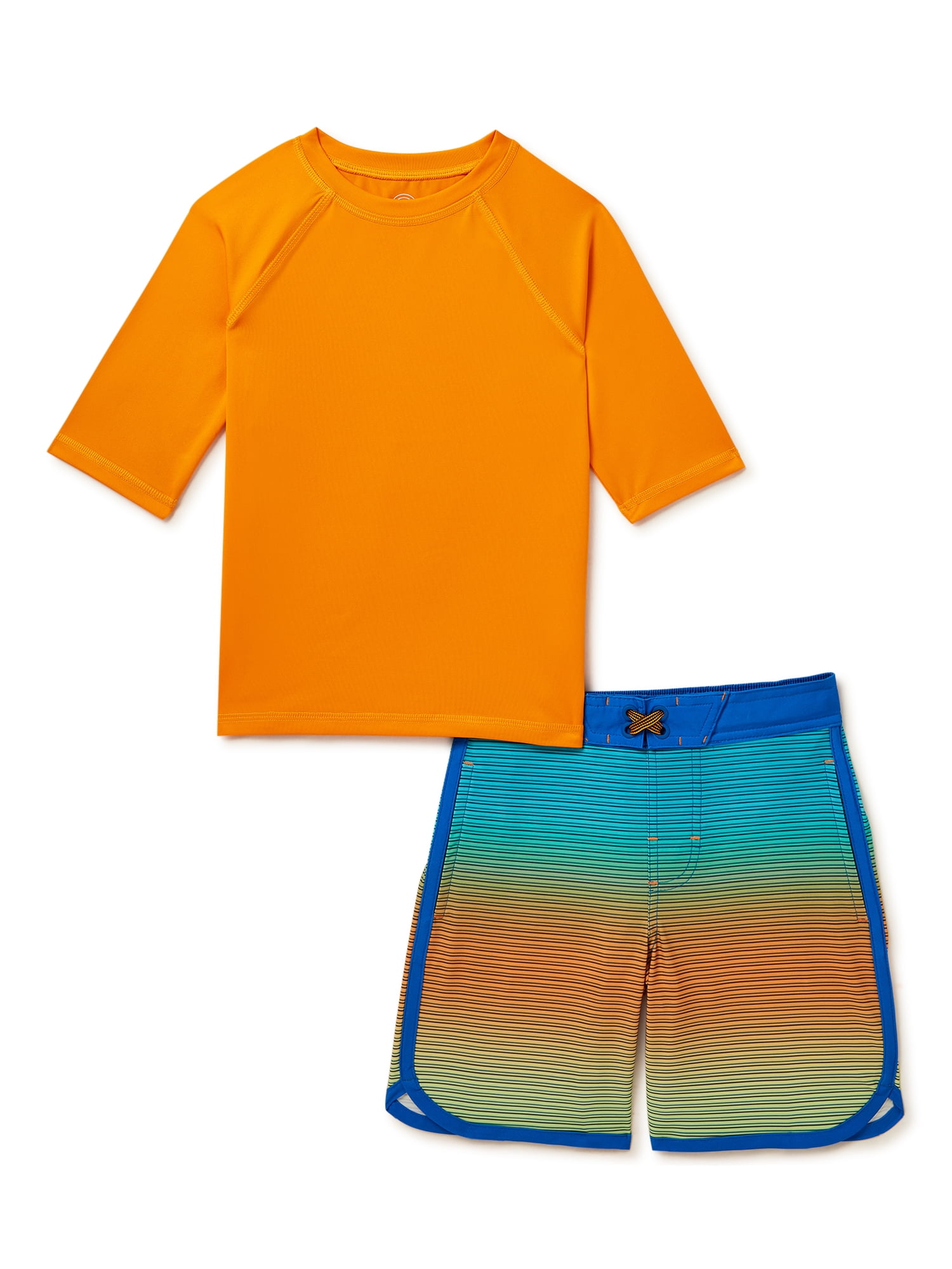 Wonder Nation Boys Quick Dry Swim and Rashguard Set, 2Piece, Sizes 4